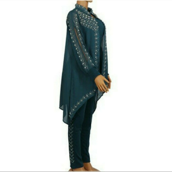 3pcs Elegant & Classy Women Pearl Rhinestones Long Sleeve Top,Vest &Pant - Picture 3 of 10